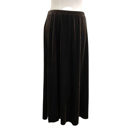 J. Jill Velvet Pull-On Midi Skirt Classic Brown size XL - Picture 1 of 7